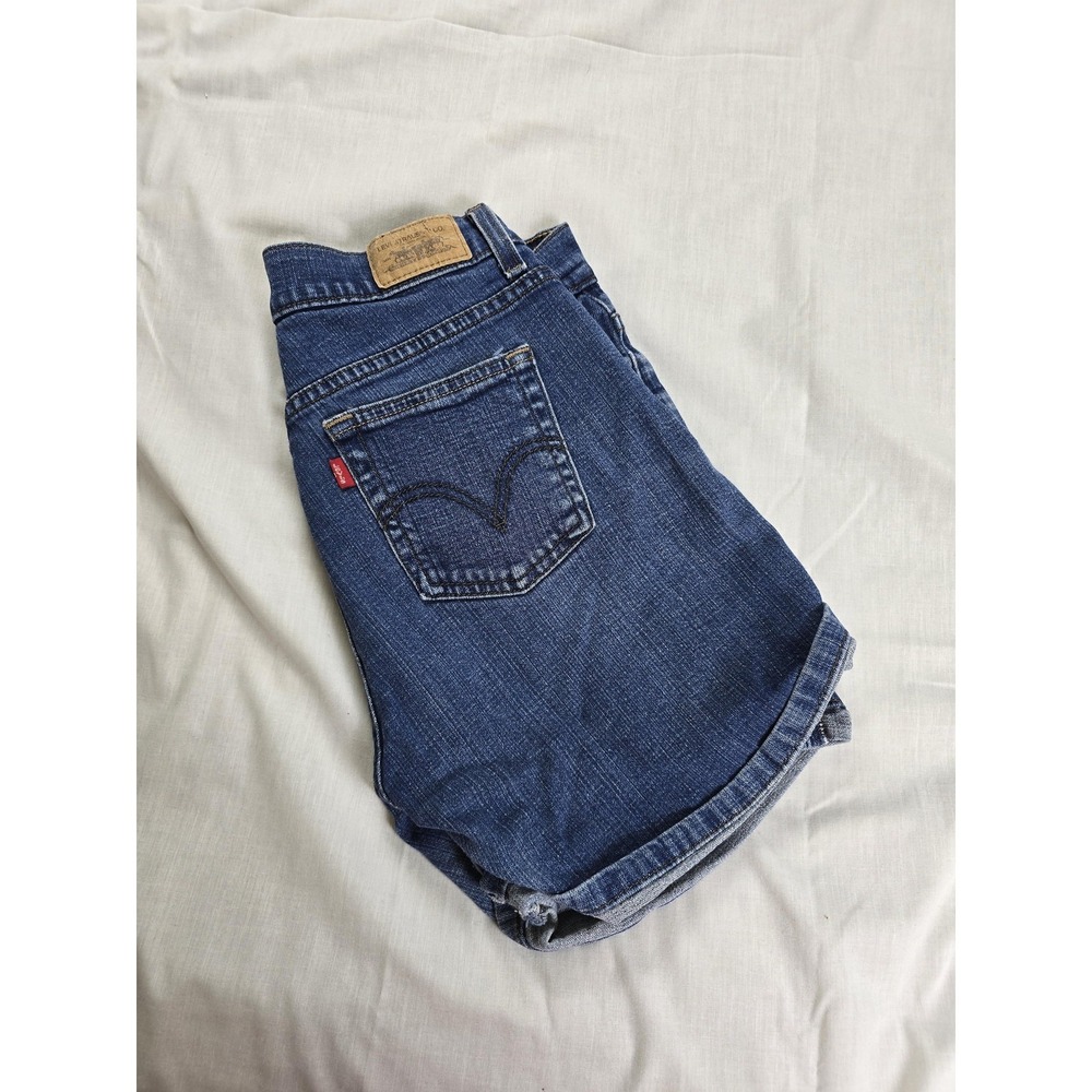 Levi's 515 Denim Shorts Womens Size 6 Blue Cutoff Raw Hem Distressed Stretch